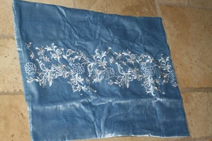 Frontgate Genevieve Standard Sham Velvet Appliqued Embroidered NWT blue - Picture 1 of 7