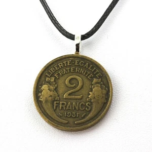 Collier pièce de monnaie France 2 francs Morlon Cupro-aluminium - Foto 1 di 1