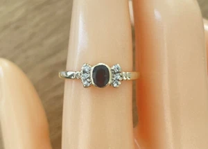 Anillo Art Deco de granate y diamantes de oro amarillo de 9 quilates, talla 54 del Reino Unido, talla N 1/2 de la UE - Imagen 1 de 5