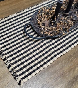 Rustic Country Primitive Heritage House Black Check Table Runner 36" - Picture 1 of 4