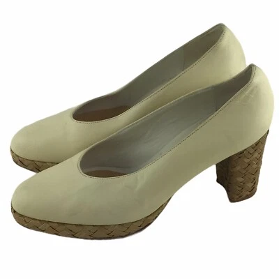 Zapatos Sam & Libby Años 90 Hechos en Italia Ratán Paja Cuero Plataforma 37-1/2 Foto 1 de 4