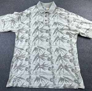 Kahala Hawaii Inseln Polo Herren X-Large beige elfenbein Blumen Hemd Baumwolle USA - Bild 1 von 11