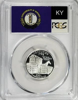2001 - S Silver Washington  Quarter - Kentucky -  PCGS PR69DCAM - Flag Series - Image 1 of 2