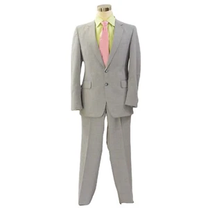 70s Vintage Marled Light Gray Mens Suit Size 2 button Blazer Flat Front Pant - Picture 1 of 6