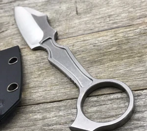 7" Tactical D2 Steel Full Tang Hunting Survival Pocket Neck Knife 59HRC w/Sheath - Picture 1 of 8