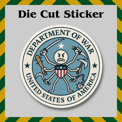 JEK SERVICES COMPANY Funny U.S. Department of War Sticker - Die Cut Waterproof Vinyl Printed Decal