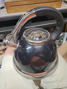 Tetera Lenox American by Design descontinuada de acero inoxidable silbante 2,5 cuartos de galón negra - Imagen 1 de 8