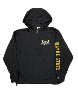 Wayne State Warriors NCAA University Men’s Large Windbreaker Jacket Black - Picture 1 of 13