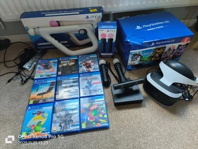 *-*Playstation VR Bundle, 2x Move Controllers, 9x Games, Aim ControllerBoxed!*-* - Image 1 of 4