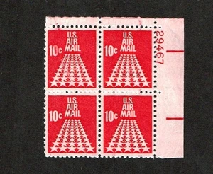 1968 U.S. AIRMAIL 10c Red 50 STAR RUNWAY PLT#BLK OF 4   Sc#C72 M/NH/OG GEM! - Picture 1 of 1