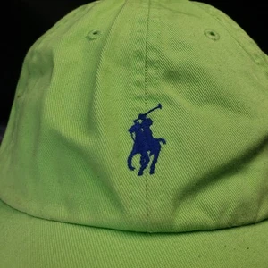 POLO RALPH LAUREN Hat Cap Green Strapback Cotton One Size Blue Pony - Picture 1 of 10