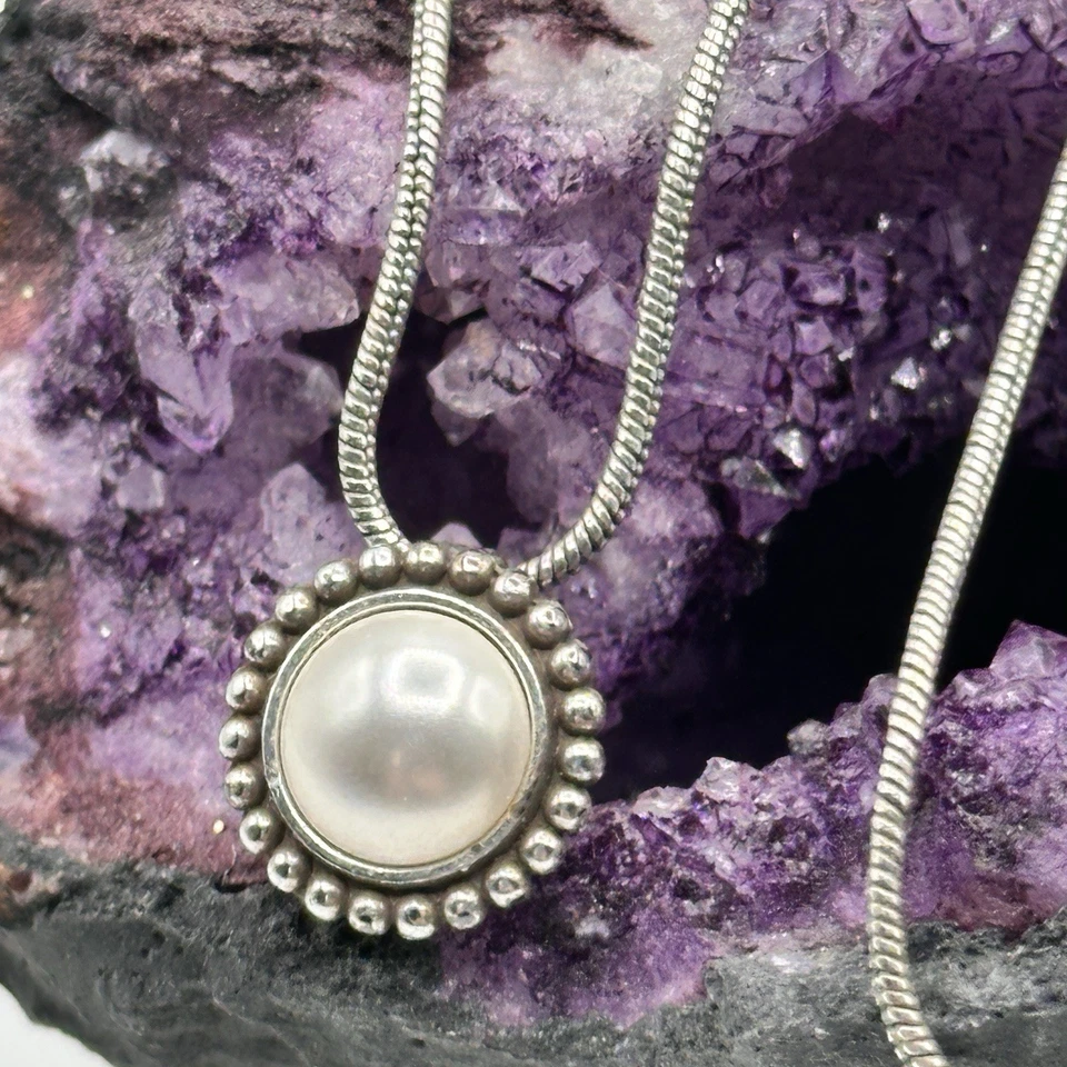 Collar Colgante Pequeño Plata Perla Brillo Brighton Ajustable 16 a 18 Pulgadas Foto 1 de 4