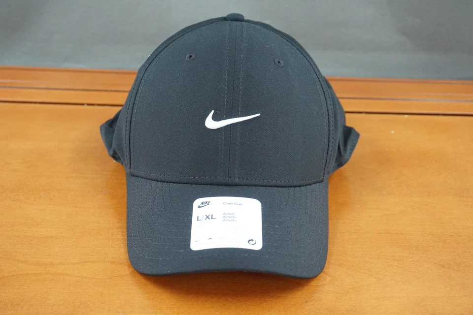 Nike Dri-FIT Club Hat FV5563-010 L/XL Black White Swoosh Adjustable Snapback