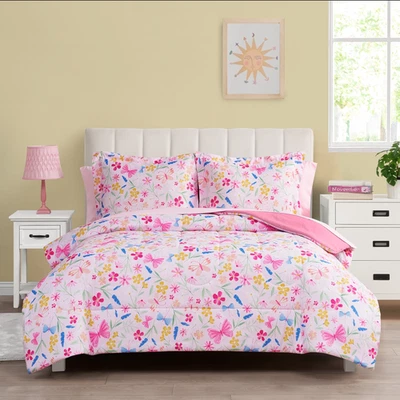 7 Piece Pink Wildflower Polyester Bedding Set for Girls, Full - Image 1 of 4