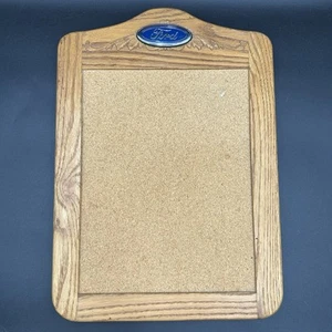 FORD Cork Bulletin Board Solid Wood Frame Oval Emblem Wall Organizer 19x14 Vtg - Picture 1 of 5