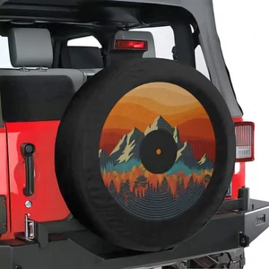 Vinyl Record Mountain Design Spare Tire Cover 27" - 35" Sizes, Music Theme - Picture 1 of 4