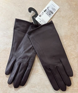 Marks Spencer Leather Gloves Womens Fleece Lined Size M BNWT RRP £28.99 Burgundy - Picture 1 of 6