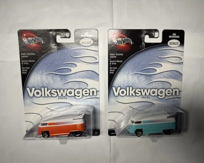 Hot Wheels 100% VW Microbus Lote (2) - Serie Volkswagen - Naranja y Aqua - Totalmente Nuevo Foto 1 de 2