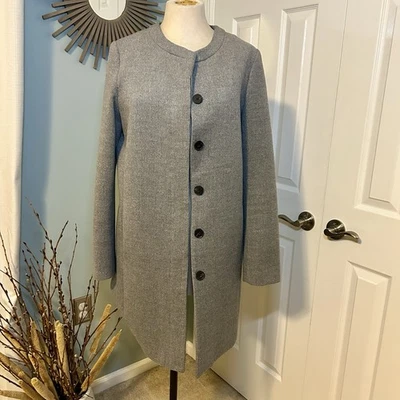 J. McLaughlin длинный серый кнопка вверх зимнее платье пальто Sz S #159236 GUC! - Изображение 1 из 4