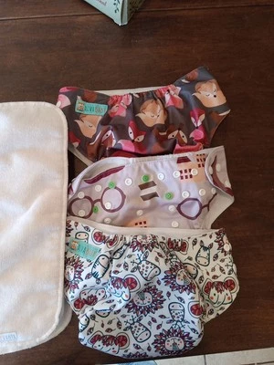 Lot of 3 Alva Baby Pocket Cloth Diapers 5 Liners A24 - Image 1 of 4