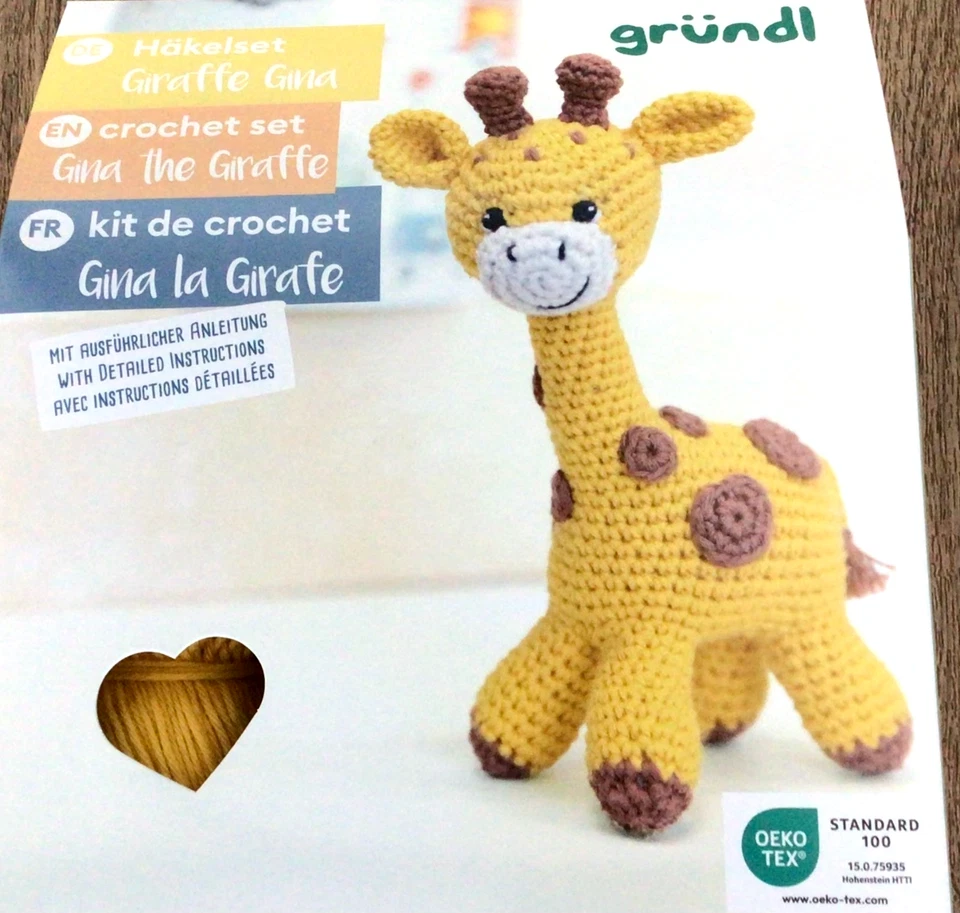 GANZ NEU! Häkel-Set komplett mit allem Zubehör GIRAFFE GINA Amigurumi Gründl