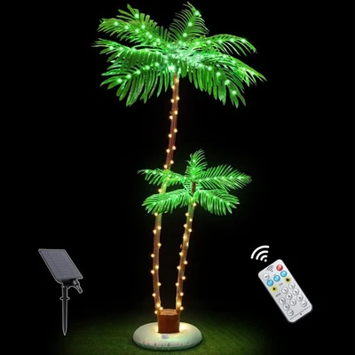 OUSHENG Solar Lighted Palm Trees for Outside Patio, Bar Pool Deck Outdoor Dec... - Image 1 of 4