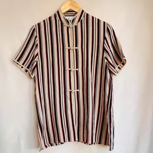 00s Vintage Shirt 100% Pure Silk Blouse Japanese Chinese Asian Y2K Luxury Rare - Picture 1 of 8