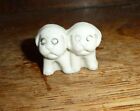 Vintage Porcelain Dog White Puppy Twin Figurine Japan PR4