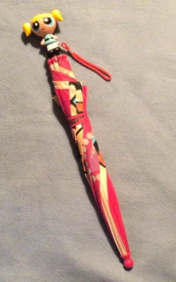 Paraguas de 24 pulgadas raro Bubbles Powerpuff Girl Pink Heart 2002 Cartoon Network Foto 1 de 4