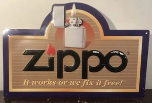 Vintage Zippo It Works Or We Fix It Free Metal Sign  - Picture 1 of 24