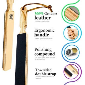 Hunting Leather Barber STROP Straight RAZOR & Knife Sharpening Shave Strap NEW - Picture 1 of 12