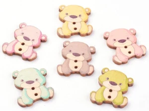 25 Wooden Teddy Bear Buttons 27.5mm Wood Embellishments A27-6 Aussie Seller - Picture 1 of 2
