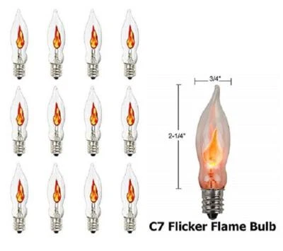CRAFTS-N-HOBBY-SHOP Lot of 12 Flicker Flame Light Bulbs, E12 Candelabra Base, 3 watt Bulb
