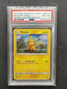 PSA 8 PIKACHU SM183 SUN & MOON POKEMON TCG BLACK STAR PROMO 2019 - Picture 1 of 2