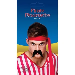 Mens Pirate Moustache Facial Hair Fake Tash Fancy Dress Accessory Frenchman Tach - Picture 1 of 4