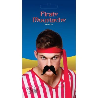WICKED COSTUMES Mens Pirate Moustache Facial Hair Fake Tash Fancy Dress Accessory Frenchman Tach