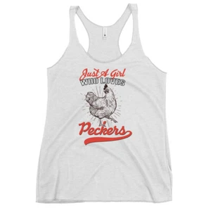 Just A Girl Who Loves Peckers Women's Racerback Tank - Picture 1 of 11
