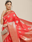 Saree New Design Jacquard  Zari Woven Red Indian Party Wedding Festive  Sari 