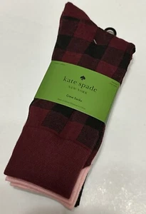 Kate Spade Damen Crew Hosen Socken 3 Paar Crew rot Set Einheitsgröße neu mit Etikett - Bild 1 von 5