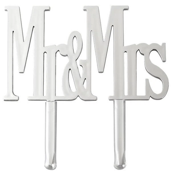 Wilton Mr. & Mrs. Silver Cake Pick #202-2024 aniversario de boda Foto 1 de 1