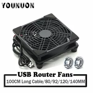 5V USB Router Fan 80mm 92mm 120mm 140mm DIY TV Box Ball/Sleeve Cooler W/Controll - Picture 1 of 12