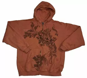 Vintage Billabong Hoodie XL Rust Skate Surf Y2k 90s Rare Floral Print Full Zip - Picture 1 of 15