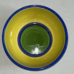 Dansk Caribe Jamaica Jade 6 1/8" Soup Cereal Bowl Green/Yellow/Blue/Purple Ring - Picture 1 of 4