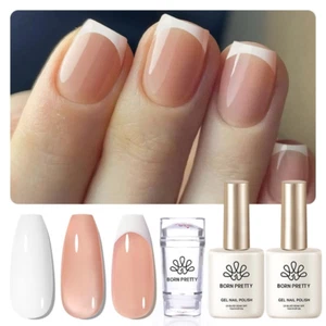French Manicure Kit,Nail Stamper and 2Pcs Gel Nail Polish,Include Jelly Natural - Picture 1 of 12