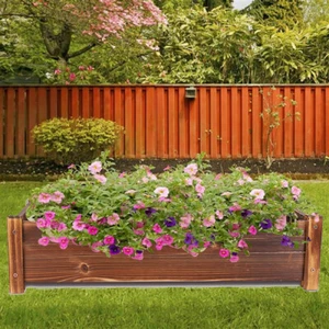 Wood Planter Box Indoor Outdoor Garden Patio Spring Vegetable Herbs Mint Growing - Picture 1 of 12