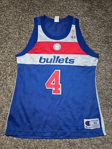 Vtg Champion Chris Webber Washington Bullets Gold Logo Basketball Jersey 44 L - Picture 1 of 12