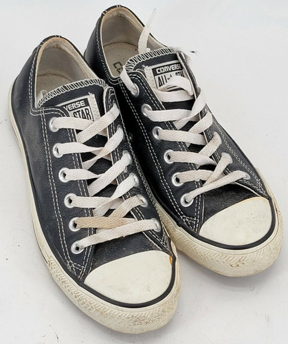 Scarpe basse Converse All Star slip on in pelle nera taglia uomo 6 donna 8