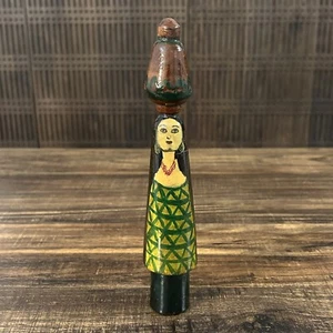 Vintage Egyptian Folk Art Wooden Spool Doll Figure - Picture 1 of 6