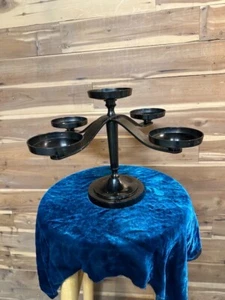 RESTORATION HARDWARE 5-Pillar BRONZE CANDELABRA Table Center CANDLEHOLDER - Picture 1 of 4