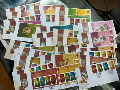 Hong Kong 2001 - 2012 FDC X 36 Año Nuevo del Dragón Set de Sellos Conejo Completo Foto 1 de 2